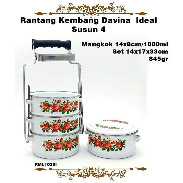 Rantang Kembang Davina Ideal 14cm Susun 4