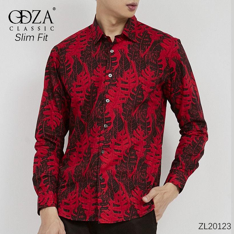 Odza Kemeja Baju Batik Pria Modern Lengan Panjang Slim Fit