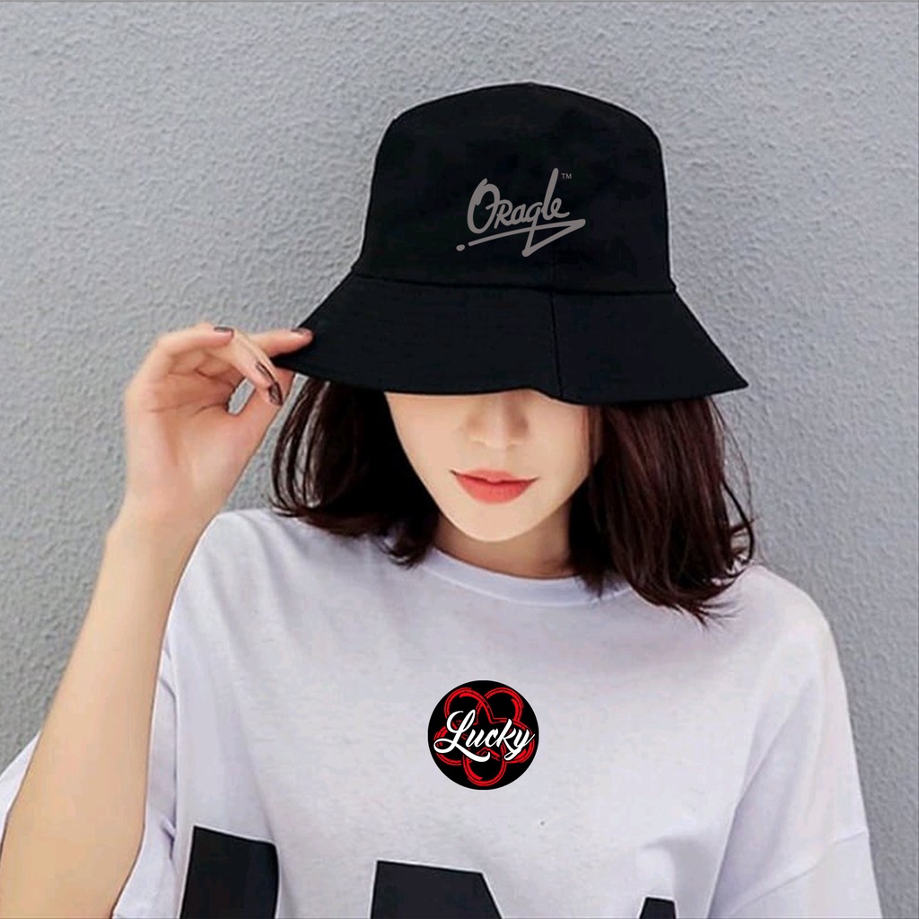 Topi Distro Miftahul_Rizquna Topi Bucket Distro LOGO Oraqle Abu