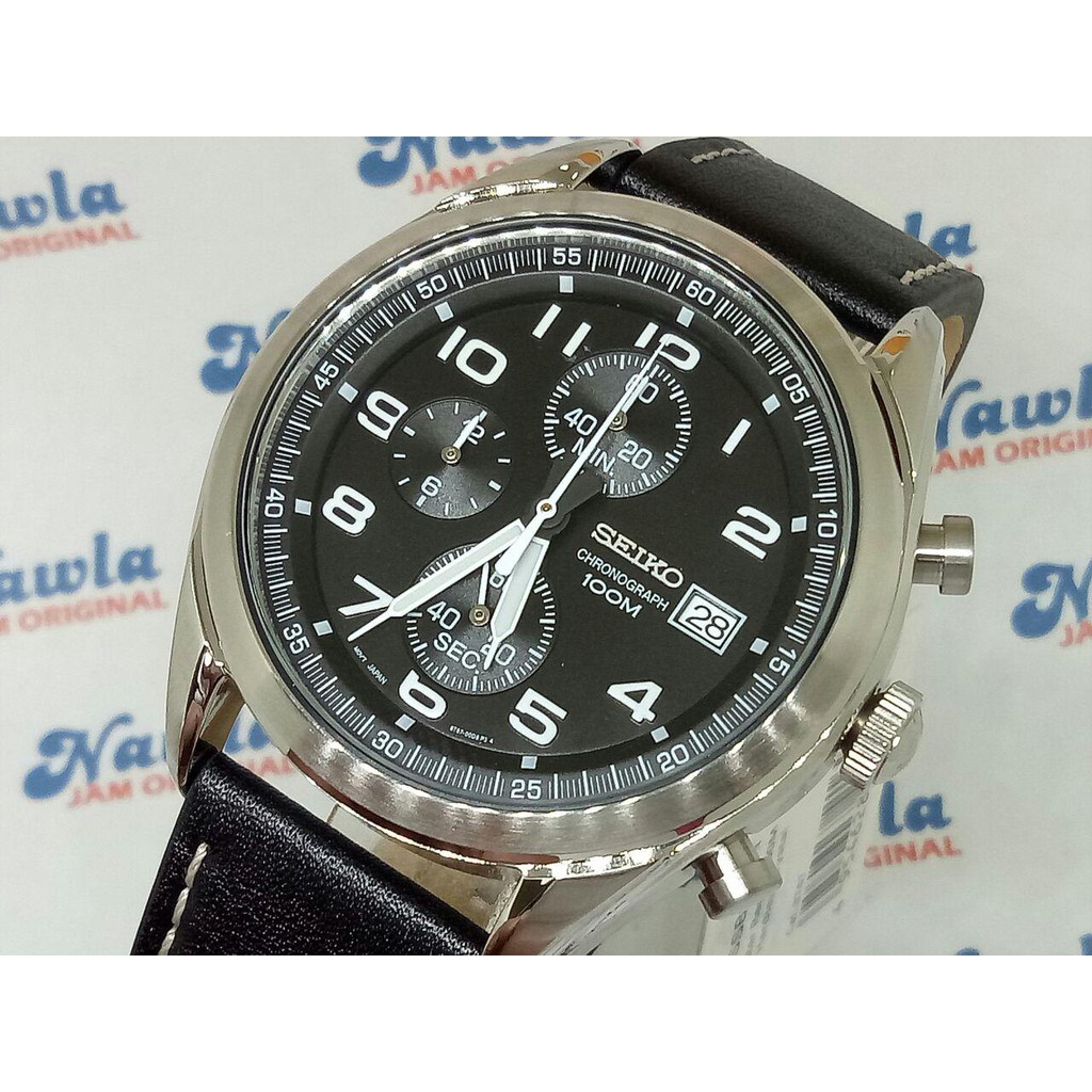 Seiko Quartz SSB271P1 Chronograph Black Leather - Jam Tangan Pria SSB271