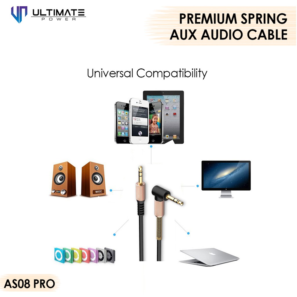 Ultimate Power Premium Spring AUX Audio Cable AS08 Pro