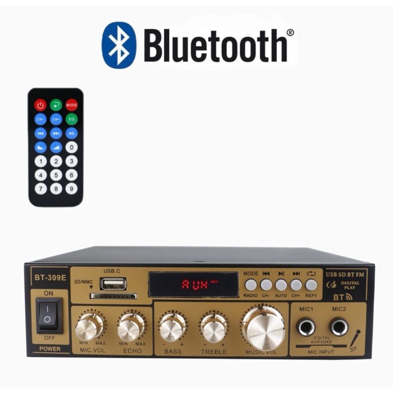 (Model Terbaru)Amplifier Bluetooth 5.0 Stereo 2 Channel 800W-BT-309E Amplifier Karaoke