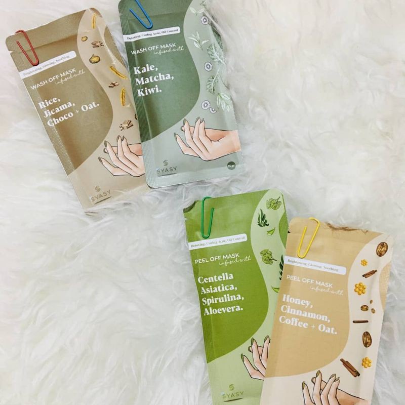Masker Wajah Organik Axis Y - Syasy Peel Off Mask Alami Original Kale Jicama Oat Centella 10gr