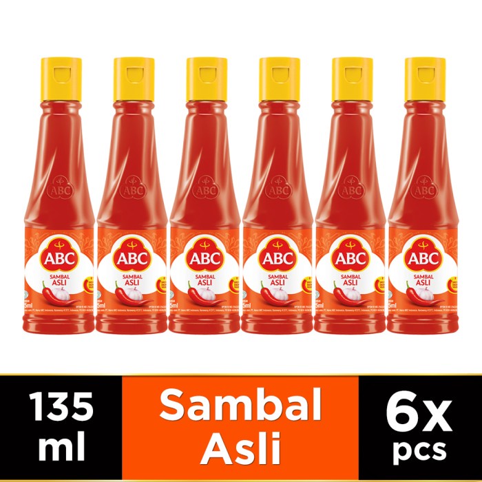 

Sambal-Aneka- Abc Sambal Asli 135 Ml - Multipack 6 Pcs -Aneka-Sambal.