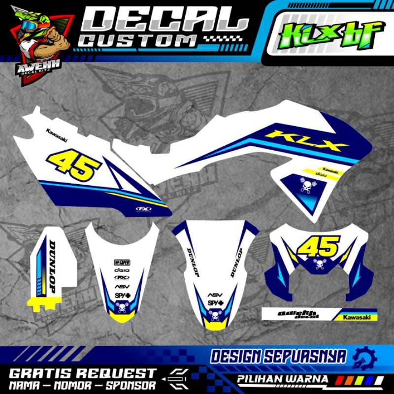 DECAL KLX BF 150 KLX BF FULL BODY BIRU SIMPLE