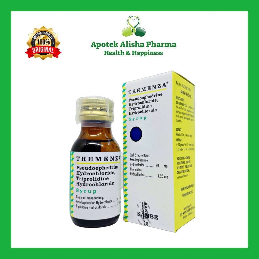 TREMENZA Sirup 60ml - Obat Pilek / Flu Hidung Tersumbat Meler yang Disertai Alergi Anak Tremensa Syrup