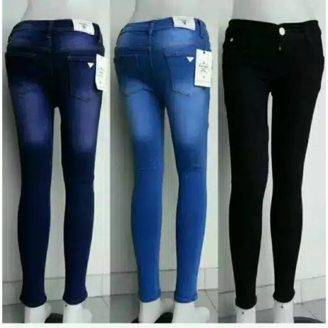 Celana wanita jeans panjang hitam wanita skinny street melar softjeans