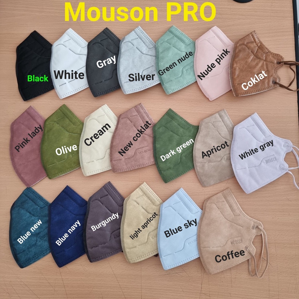 Kn95 KN 95  Pro Mouson  Wemask 5D Mix Soft Warna Warni  Hitam Putih 5 PLY Prptective Disposable FaceMask Isi 10 pcs