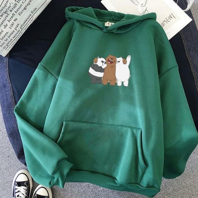 BARE BEARS HUG SWEATER HOODIE WANITA - PRIA TERKEREN'