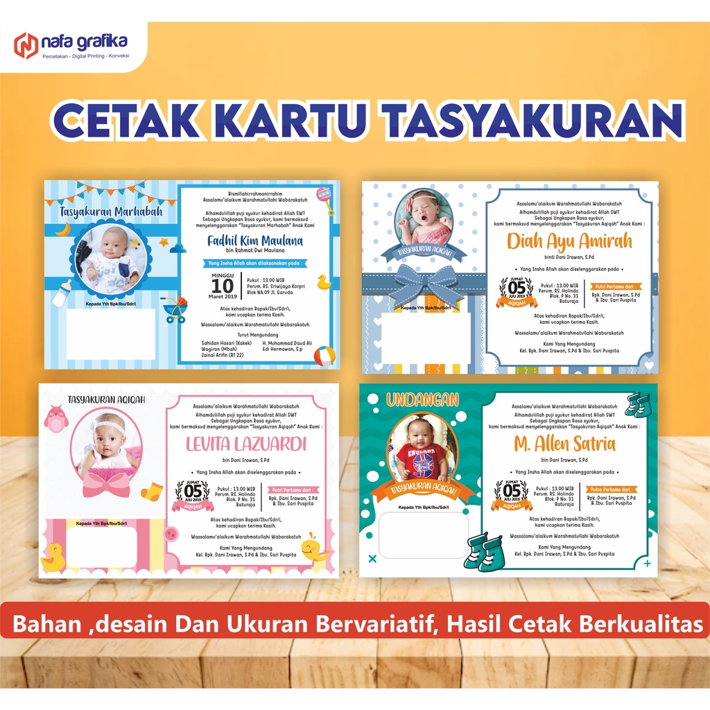 

KARTU TASYAKURAN AQIQAH KARTU AQIQOH KARTU TASYAKURAN AQIQOH TEBAL KARTU SELAPANAN KARTU KELAHIRAN