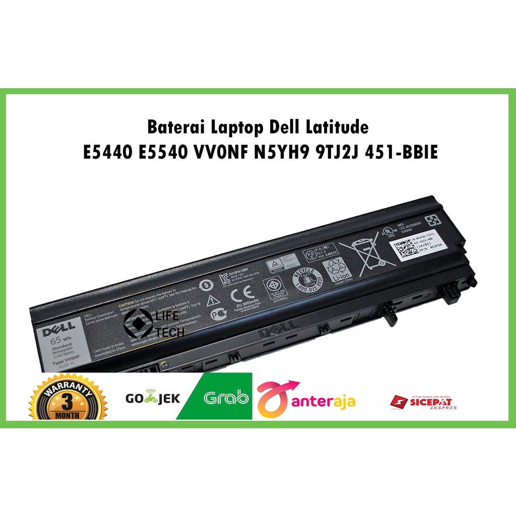 Battery Baterai Laptop Dell Latitude E5440 E5540 VV0NF N5YH9 9TJ2J 451-BBIE