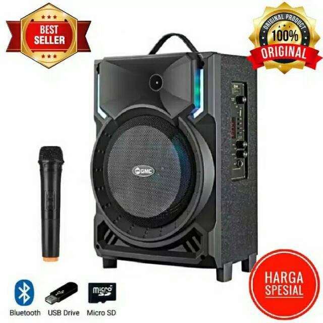 SPEAKER BLUETOOTH GMC 897H BONUS MIC KARAOKE WIRELESS/SALON AKTIF PORTABLE LED SPEAKER MULTIMEDIA