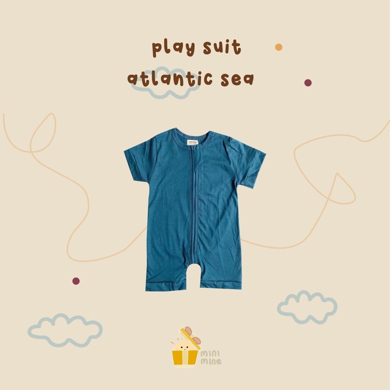 Minimine - Playsuit Zipper Baby / body suit resleting / baju bayi laki-laki perempuan unisex / jumper / baju bermain anak bayi / romper / bodysuit / piayama bayi-ATLANTIC SEA
