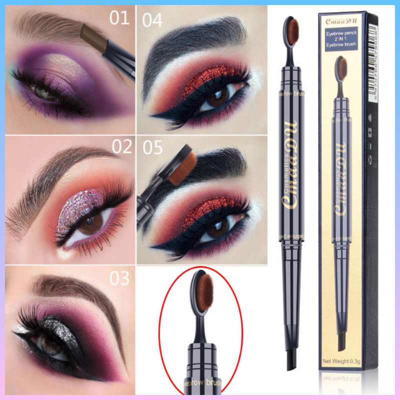 PROMO! Bisa COD! CMAADU EYEBROW PENCIL Pensil Alis 2 IN 1 Eyebrow + BRUSH