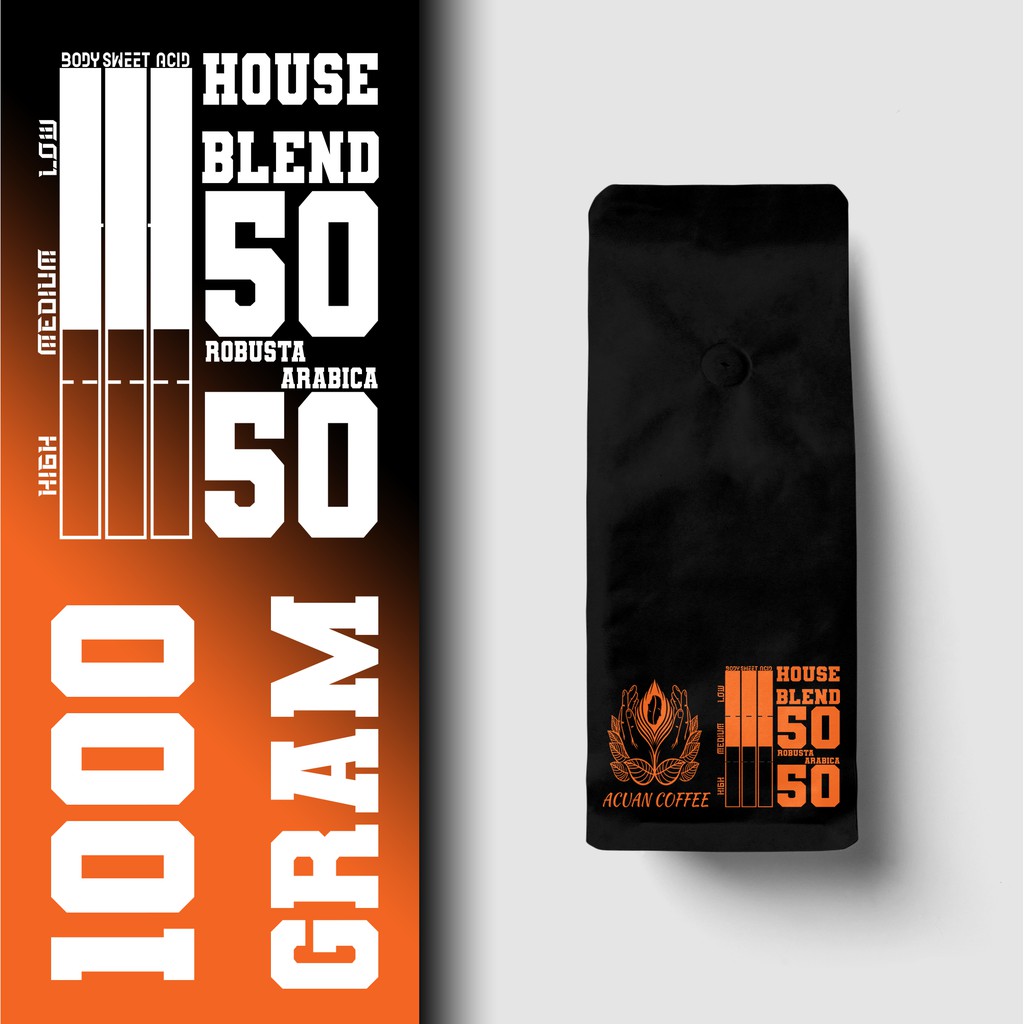 

Acuan Coffee House Blend Robusta 50% Arabika 50% 1000gr