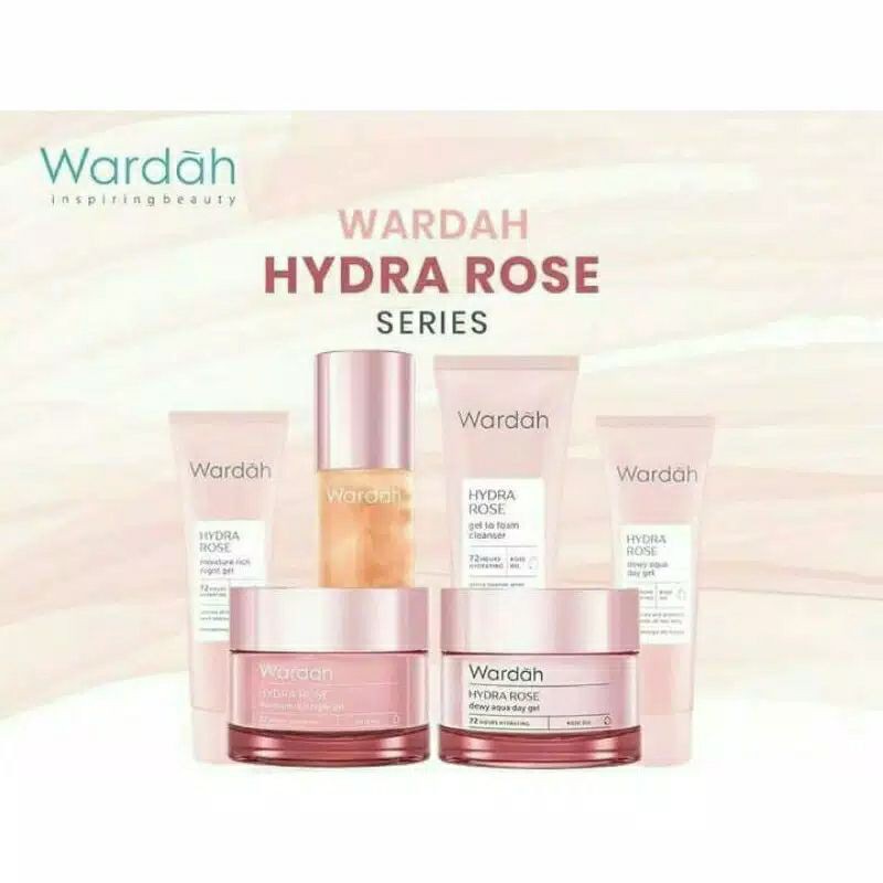 Wardah Hydra Rose Series Dewy Aqua Day Gel 17ml / 40ml | Moisture Rich Night Gel 17ml / 40ml | Micro Gel Serum 30ml | Petal Infused Toner 100ml | Gel To Foam Cleanser 100ml