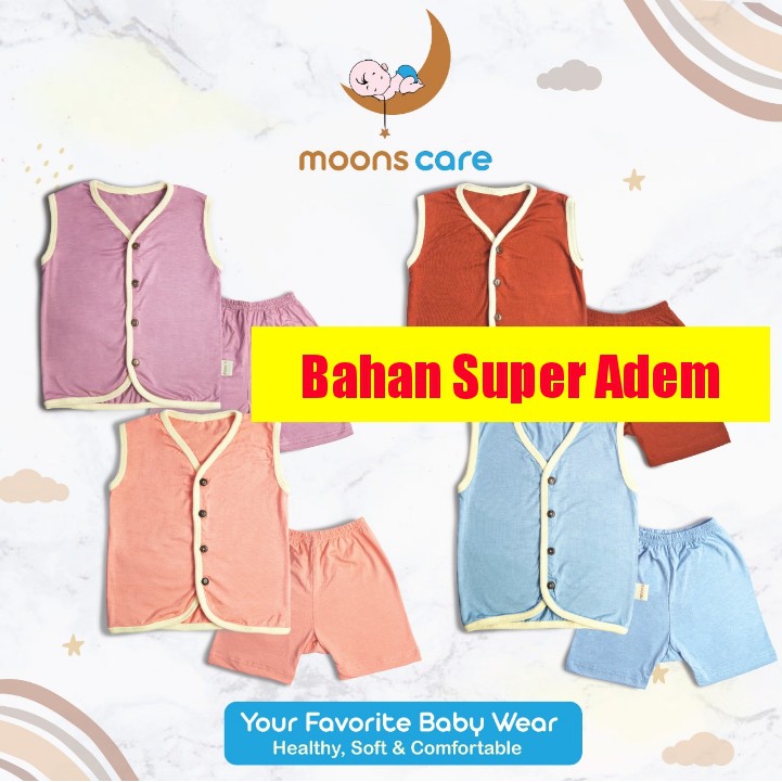 SML Moons Stelan kancing Kutung Polos Baju kutung celana pendek STELAN Moon's baju bayi baju moons