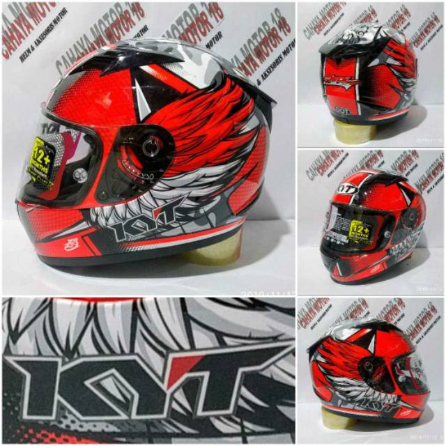 HELM KYT R10 FLAT VISOR #2 ANDI GILANG REPLICA RED PLUO BLACK