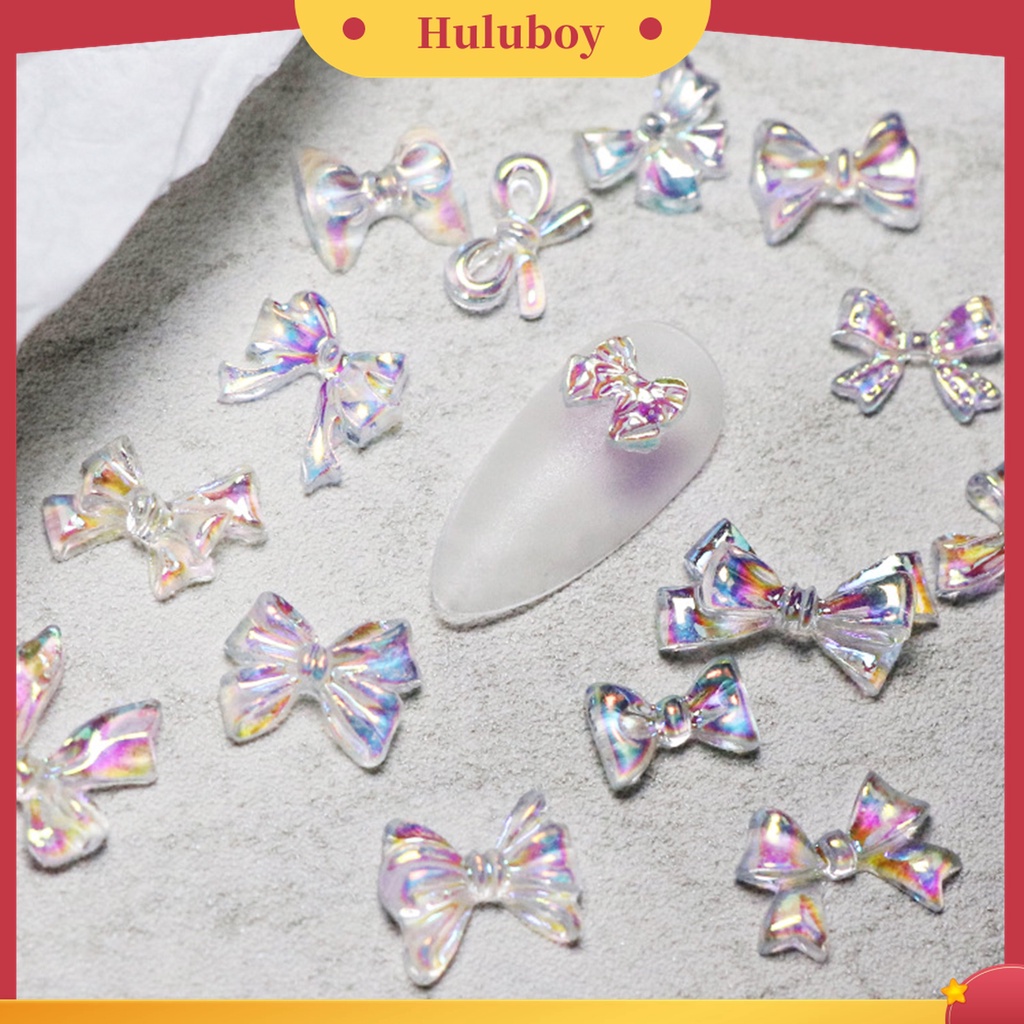 Huluboy Huluboy♡ 50 Pcs Ornamen Pita 3D Warna Aurora Untuk Dekorasi Nail Art Charms