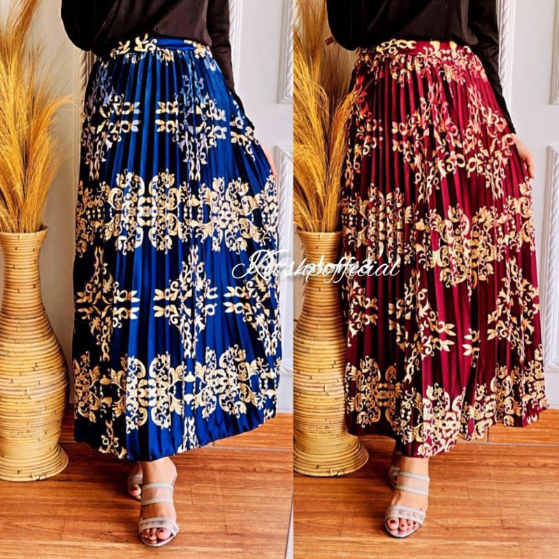 ROK PLISKET MOTIF SULTAN ETNIK - pleated skirt premium mayung