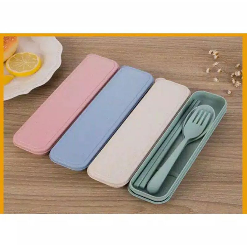SENDOK JERAMI GARPU SUMPIT SET KOREAN STYLE SENDOK PLASTIK