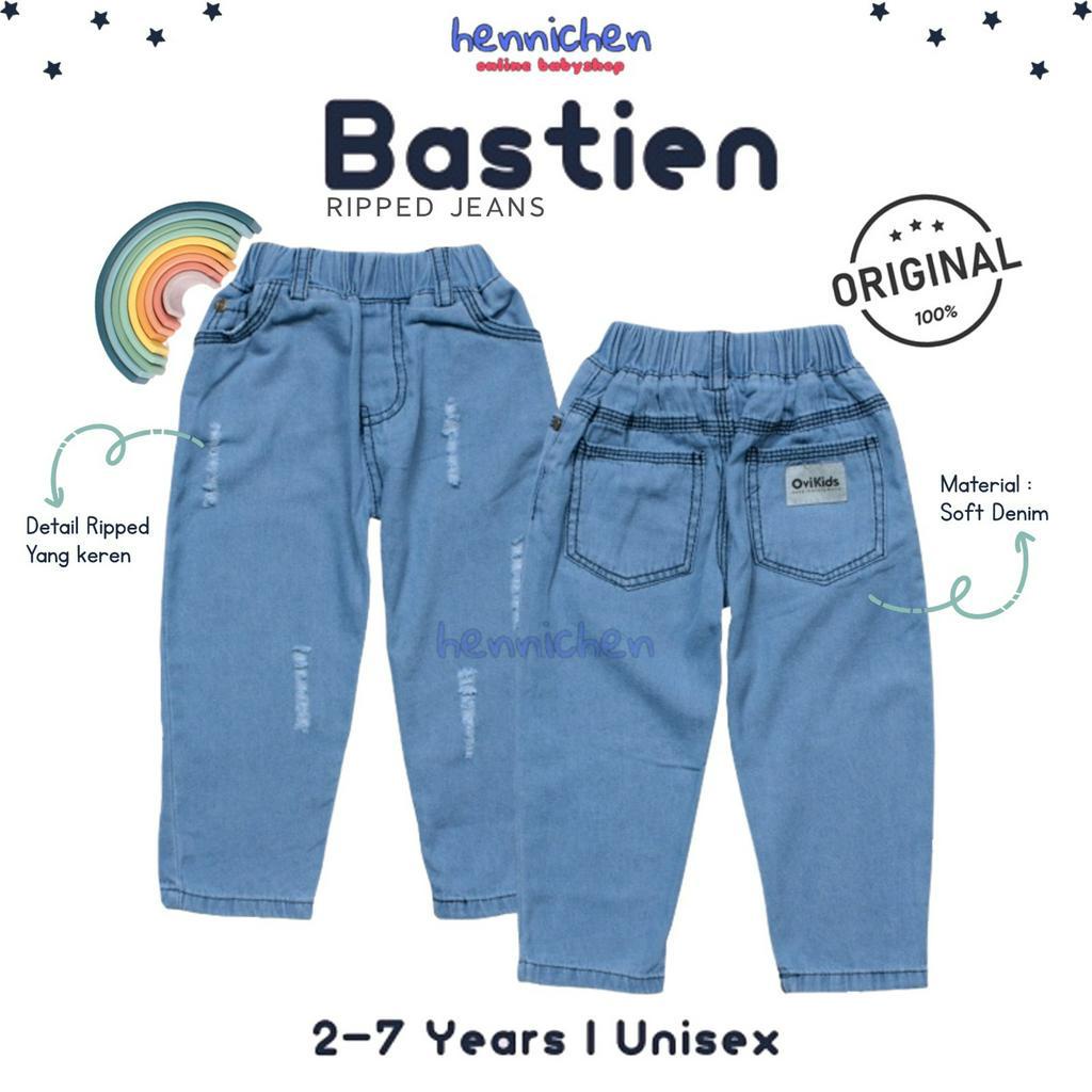 COMFY JEANS-BASTIEN / CELANA JOGGER  GENKI 2023 CELANA PANJANG ANAK JEANS RIPPED ANAK LAKI-LAKI PEREMPUAN 2-8 TAHUN OVIKIDS