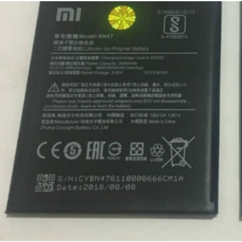 BATRE BATTERY A2 LITE / REDMI 6 PRO BATERAI XIAOMI BN47 ORIGINAL