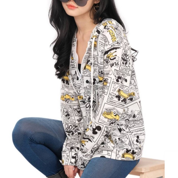 Jaket Wanita Jaket Hoodie Wanita Jacket Motif Kartun Mickey Mouse Sz L XXL - KANTI(D7Z3) Jaket Wanit