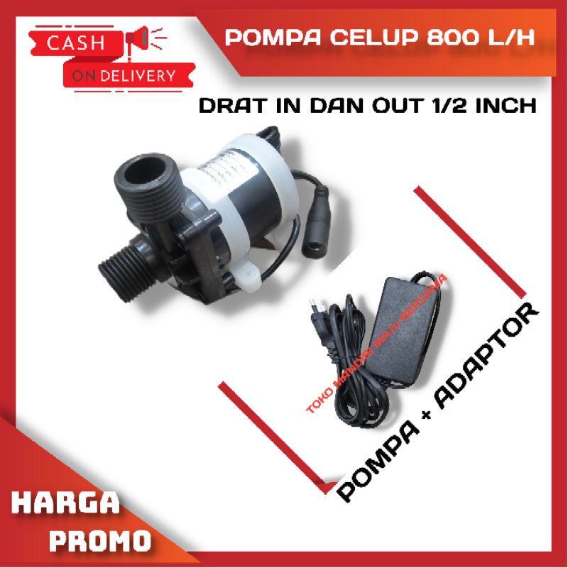 Pompa Air Celup 12v dan Adaptor / Sumbersible / Pompa DC 800Liter/Hari / Pompa Aquarium