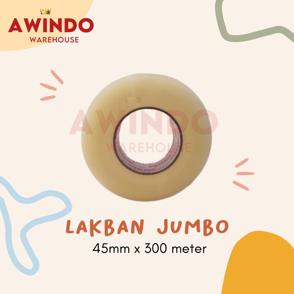 LAKBAN BENING JUMBO - Lem Perekat Plakban 45mm x 300 Meter 2 Inch