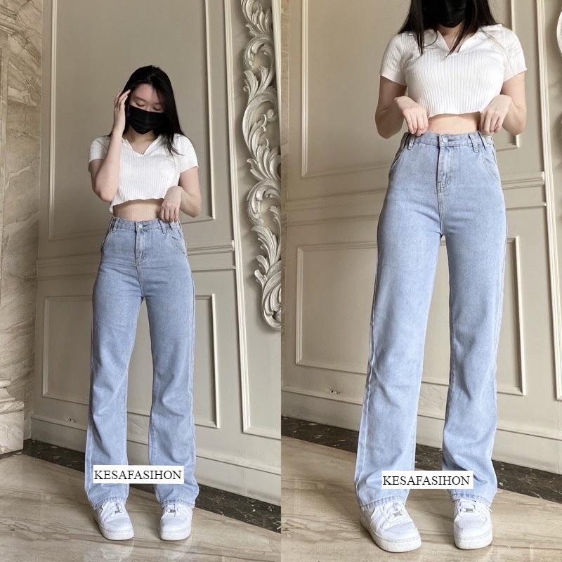 Celana Baggy Jeans Wanita Korean Looks Basic Baggy Jeans 27 - 34