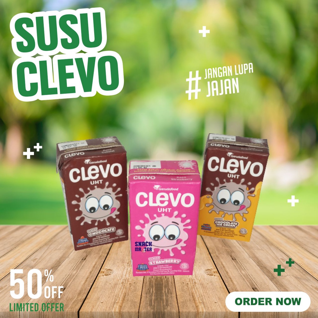 CLEVO SUSU UHT RASA COKLAT STRAWBERRY CHOCOLATE ICE CREAM 115 ML x 5 PCS MINUMAN SUSU INSTAN