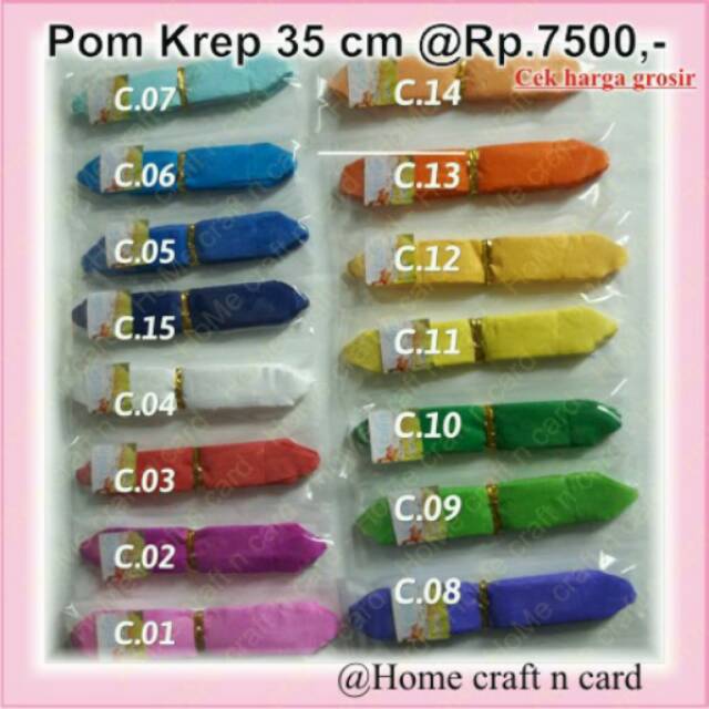 

Pom Krep 35cm harga satuan / baca deskripsi sampai bawah / home craft n card