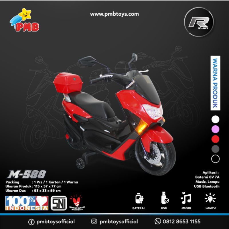 MOTOR AKI PMB  588 MAINAN MOTOR ANAK~MOTOR AKI ANAK~MAINAN ANAK (GOSENT,INDAH CARGO,JNE TRACKING)