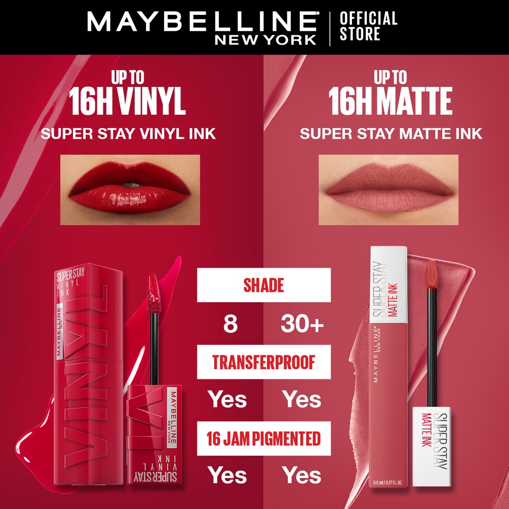 Maybelline Superstay Vinyl Ink 4.2ml - Liquid Lipstik Lipstick Make Up Lipcream Viral Ready Stock-6