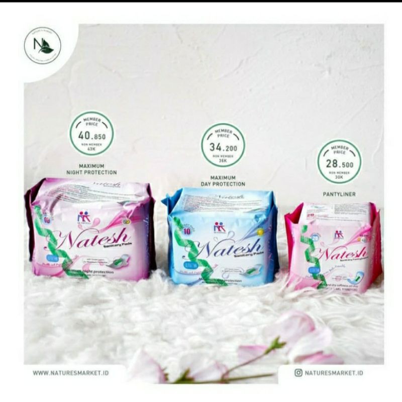 paket pembalut herbal Natesh Night, Natesh day,Natesh panty