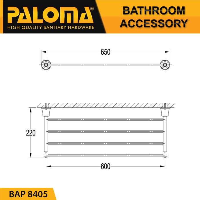 PALOMA BAP 8405 Rak Handuk Baju Gantungan Hanger Dinding Kamar Mandi