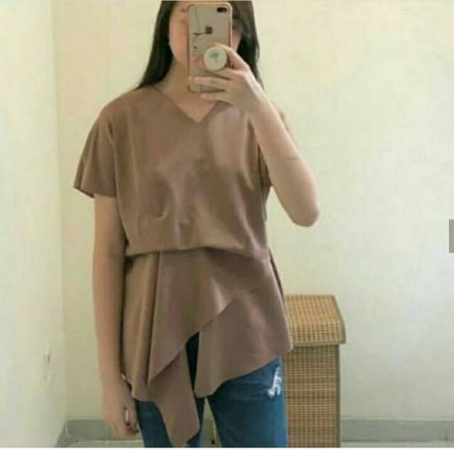 Atasan Blouse scuba model casual Ken-323