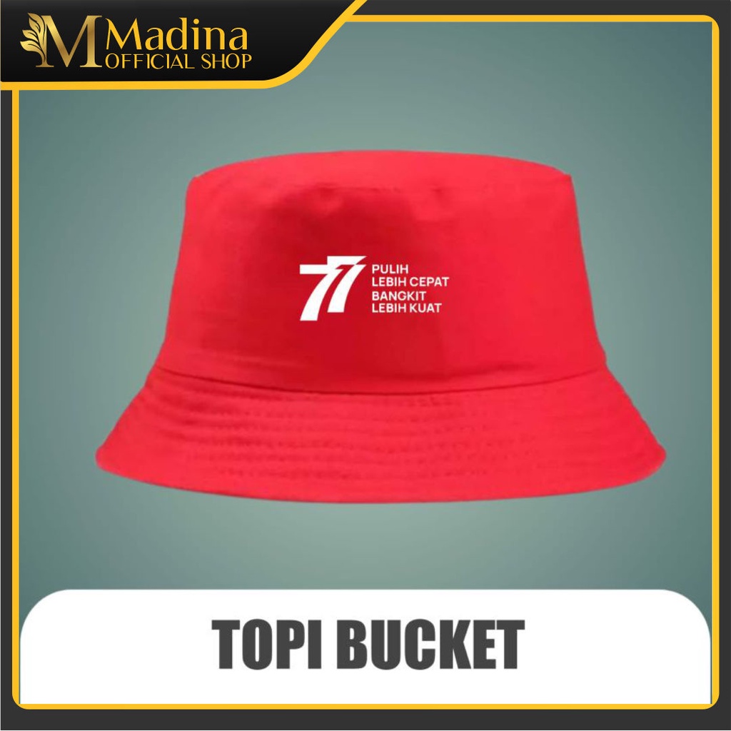 Topi Bucket Wanita Pria Hat Kemerdekaan Indonesia 77 Tahun