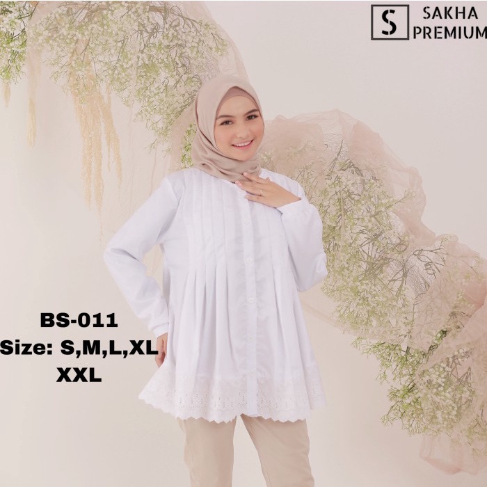Atasan blouse putih wanita kerja kantor seragam PNS Guru - XL