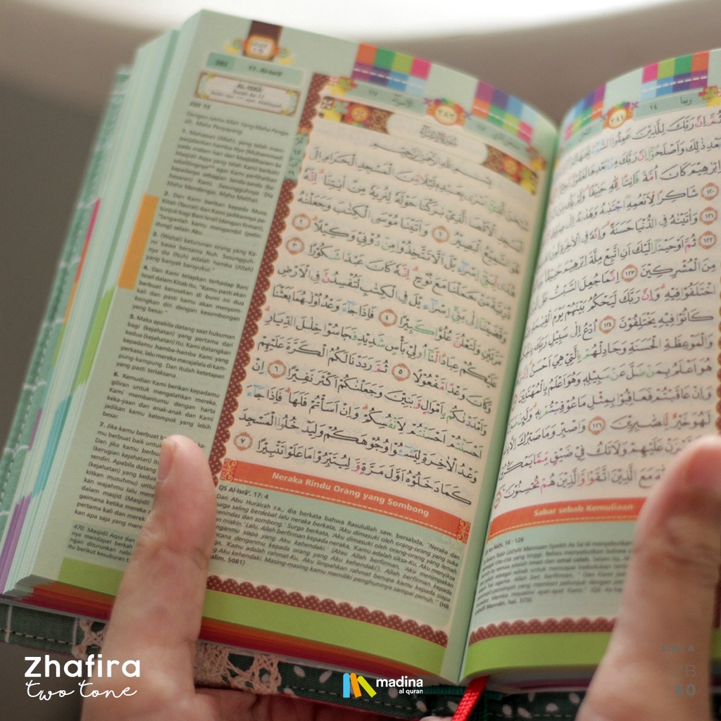Al-Quran Pelangi Madina Zhafira Zipper Uk. A6 Tajwid dan Terjemah