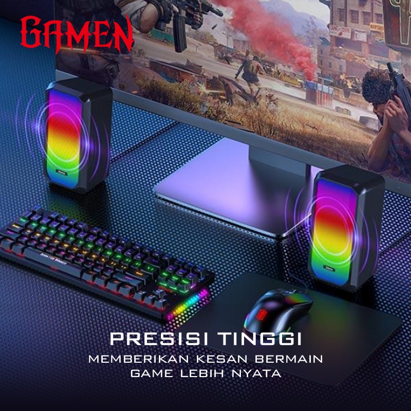 MINIGO GAMEN Multimedia Speaker Gaming / Sound Audio / Sound Bar GS6 RGB Rhythm Light For Computer / PC / Laptop Super Bass Original