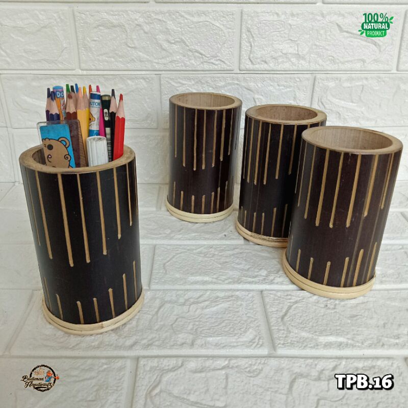 

Tempat Pensil/Pulpen dari Bambu Hitam Striped type TPB.16