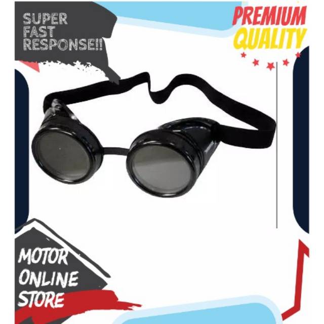 Kacamata fashion helm retro bogo sepeda motor bikers touring racing radiasi black hitam pria wanita