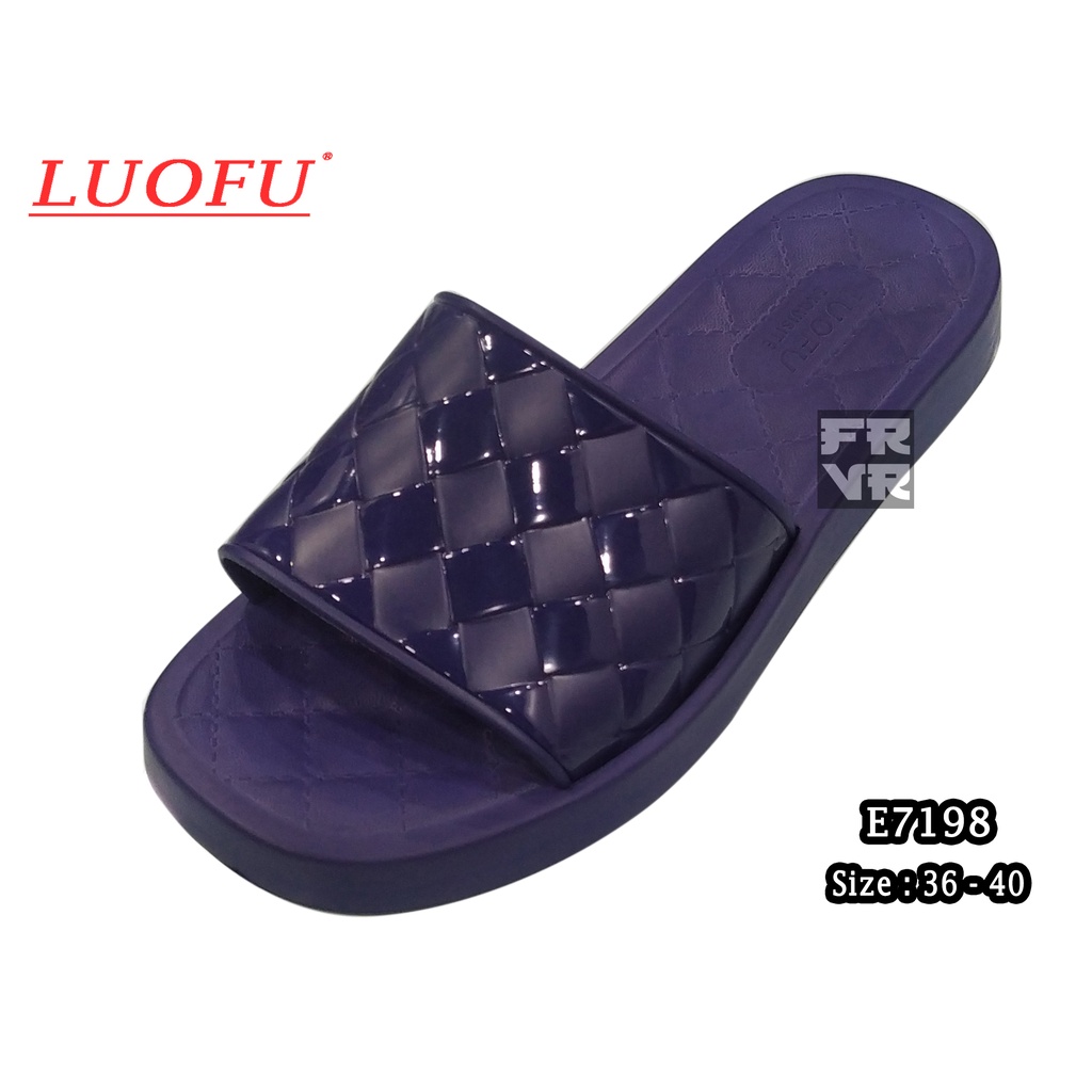 Slip On Wanita Luofu Kotak Hak Rendah Matte EVA/PU