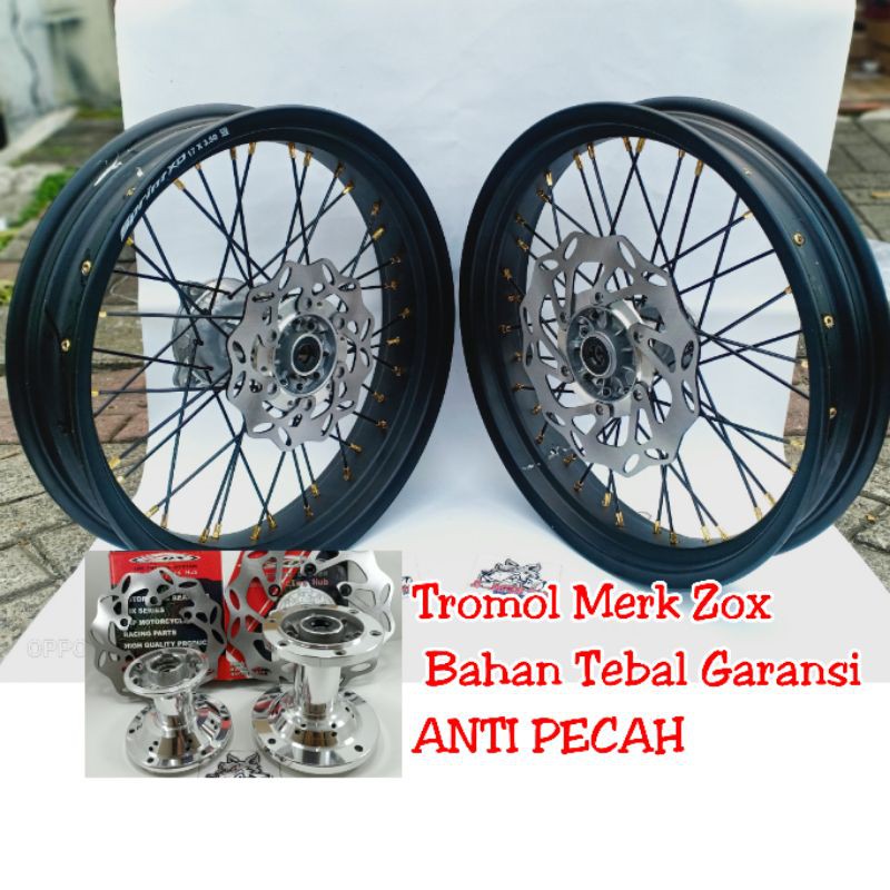 Sepaket Velg SuperMoto Super Moto KLX 150 Lebar 300 350 Set Depan Belakang Free Cakram