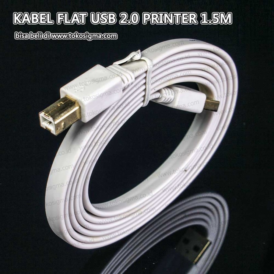 KABEL USB 2.0 TO PRINTER AM-BM 1.5mtr FLAT Gepeng pipih GOLD PLATE