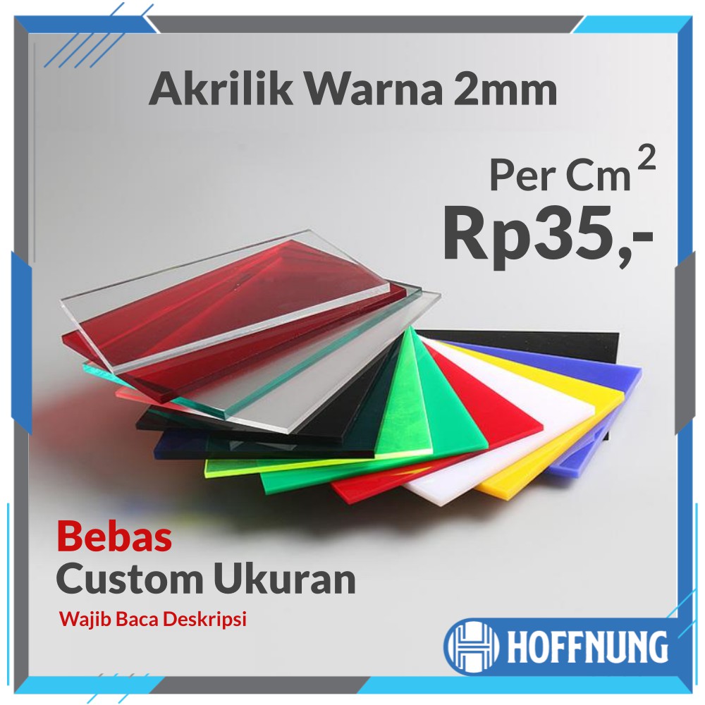 Akrilik Lembaran Warna 2mm Custom Acrylic Hitam Putih Merah Kuning Hijau Biru  Potong Laser 2 mm