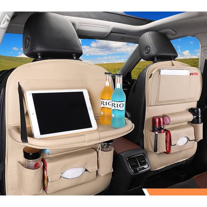 Premium Car Seat Organizer Tas Mobil Kulit Multifungsi