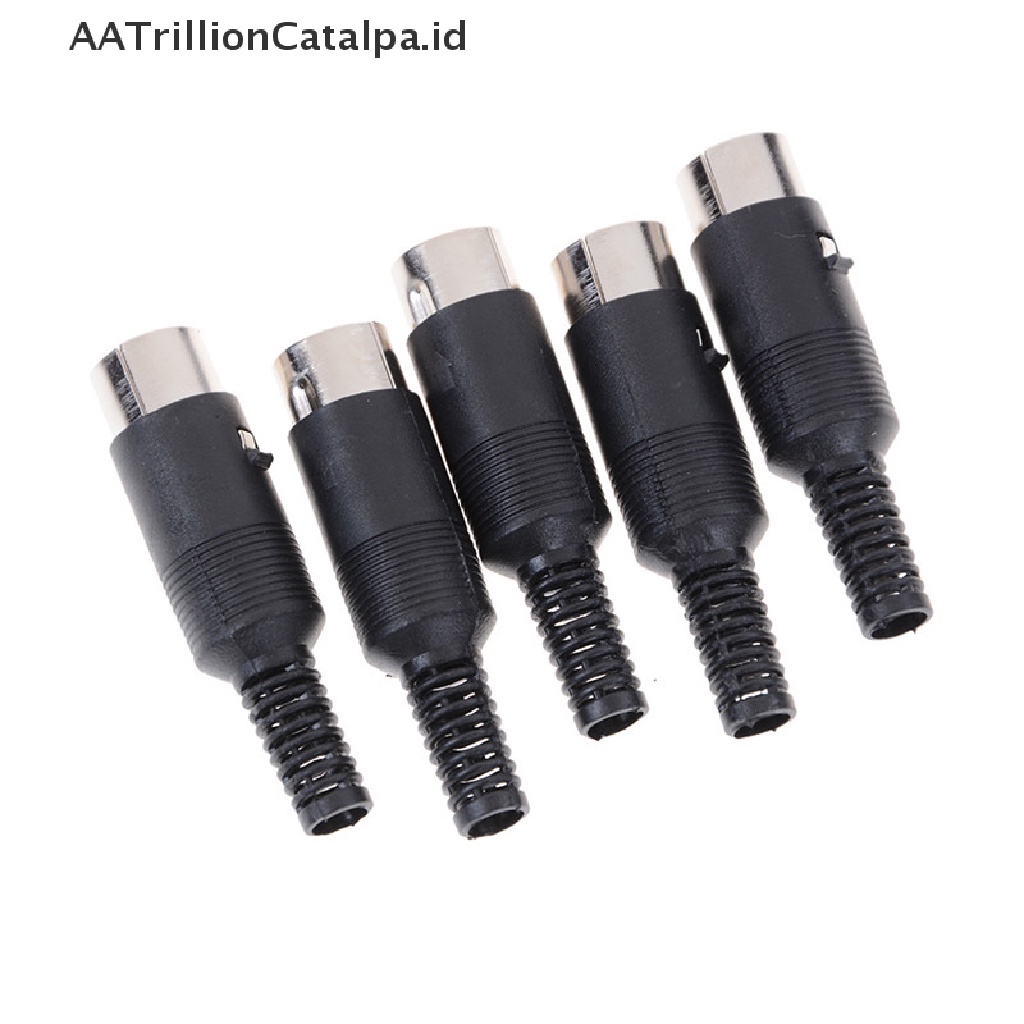 Aatrillioncatalpa 5pcs Konektor Plug 5 Pin male DIN Dengan Gagang Plastik